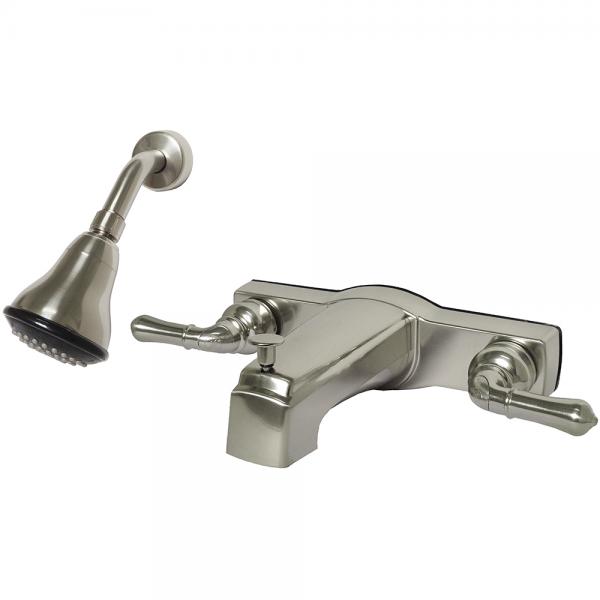 Mobile Home Tub Shower Unit, Brushed Nickel Finish, Lever Handles - 1.8 GPM - WaterSense