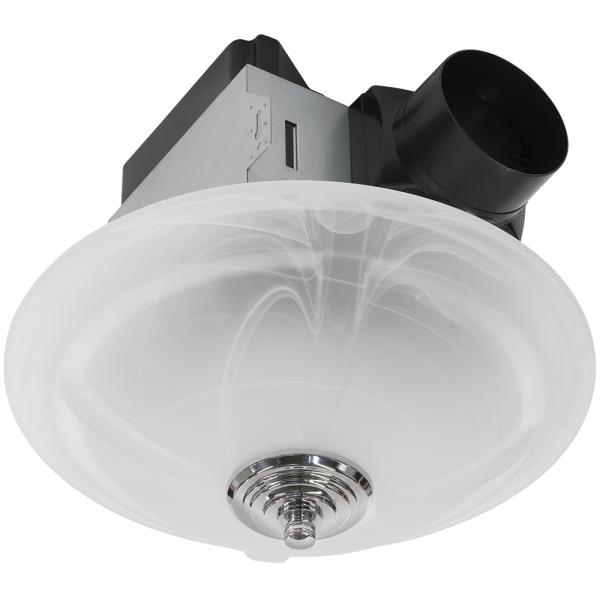 Bath Fan, 80 CFM, 2.0 Sones, LED Light, Glass Globe, 3 Finial Options, CH, BN, BB