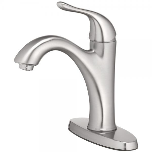 Lavatory Faucet Single Handle 4 ", 1 Hole Install with Push Pop Up Brushed Nickel