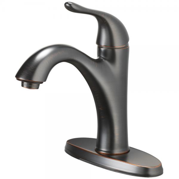 Lavatory Faucet Single Handle 4 ", 1 Hole Install with Push Pop Up Oil Rubbed Bronze