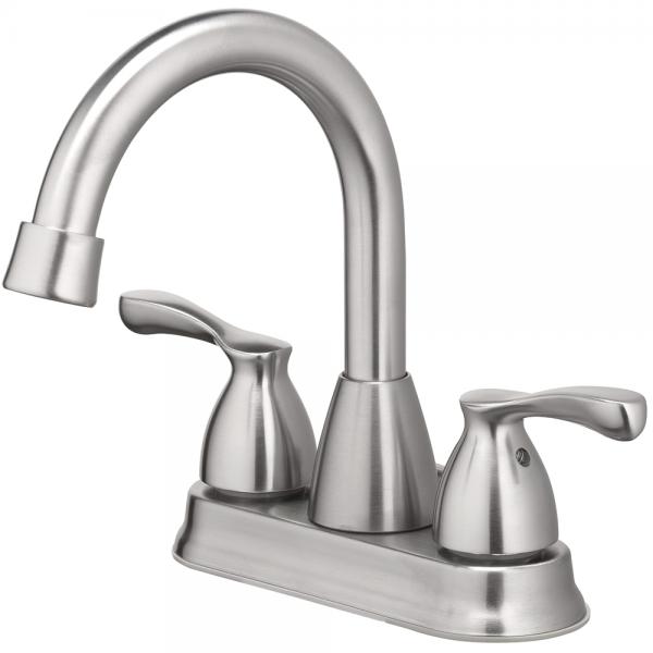 Lavatory Faucet Two Handle 4 " Center, with Pop Up & Lift Rod Brushed Nickel