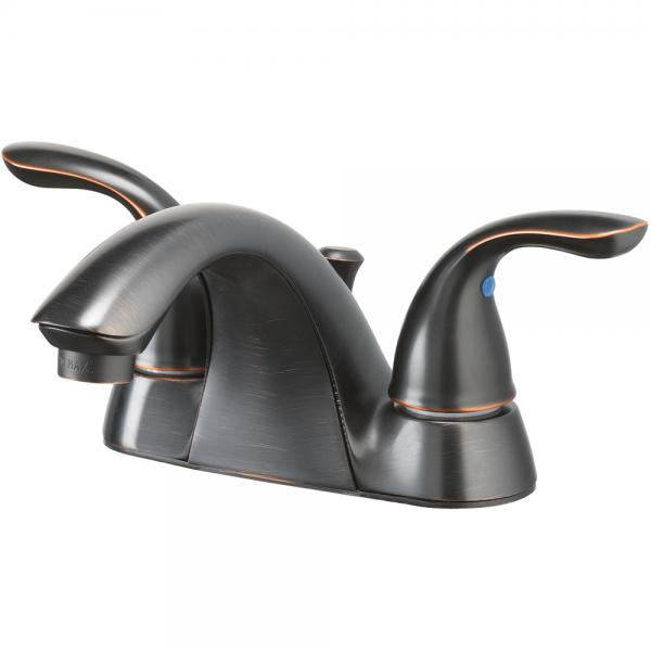Lavatory Faucet  2 handle, 4" center, with Pop Up and lift Rod, Oil Rubbed Bronze