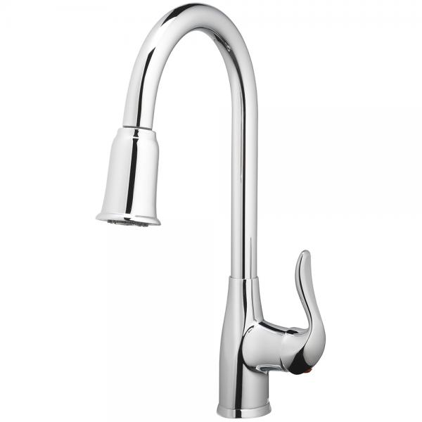 Kitchen Faucet  Deck Mount Single Handle Pull Down  Spray 1 Hole Install Chrome