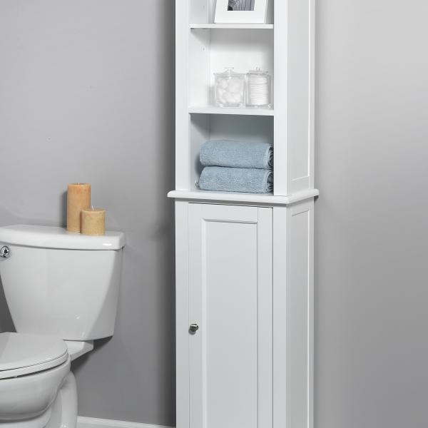 Bath Storage - Linen Tower with Quick Snap - White Finish