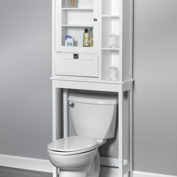 Bath Storage - Space Saver with Mirror Door with Quick Snap - White Finish