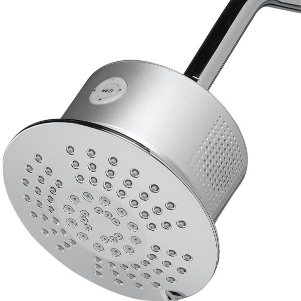 Wall Mount Showerhead with Bluetooth Speaker, Chrome Finish