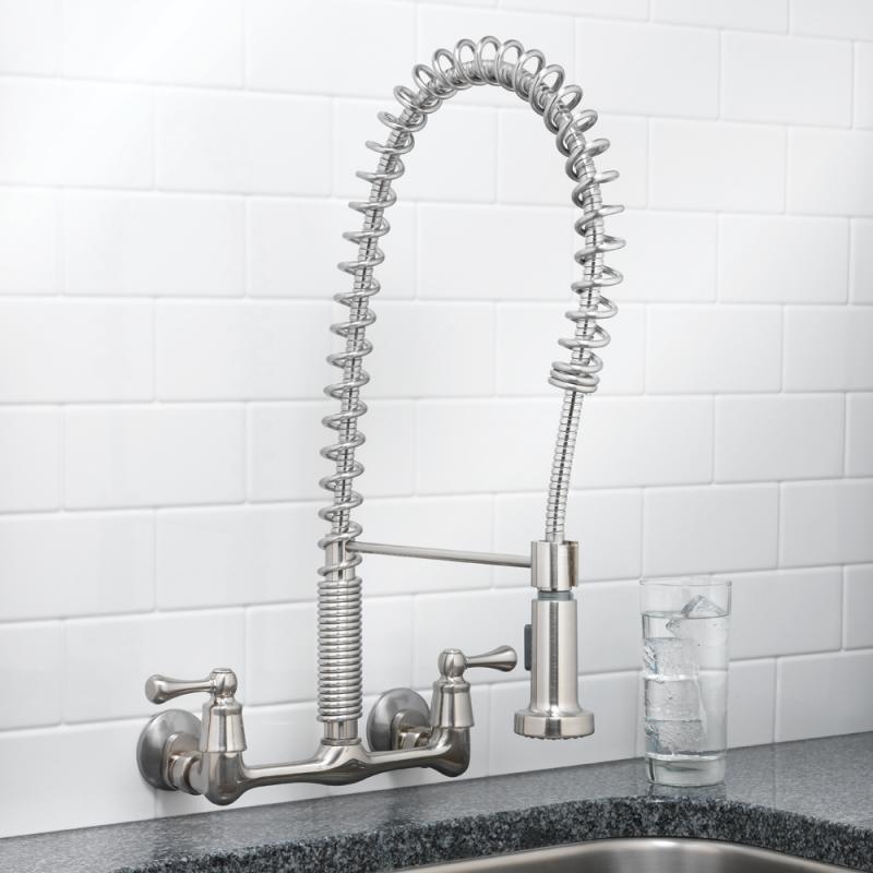 12" Commercial Wall Mount Pre-rinse Faucet Home Kitchen Pull Down Add-On Faucet 